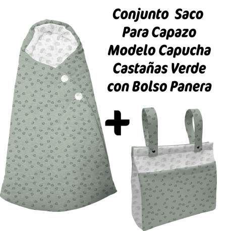 Saco capazo capucha micro pana castañas verde