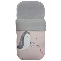 Sacos Capazo Estampado Pingüino con el interior en pelo gris o punto gris