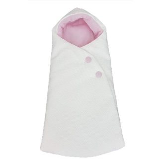 Saco capazo capucha. Napoles crudo, interior en pelo rosa