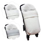 Saco silla con babero postizo en polipiel crudo con  jaretas, puntilla picos y topitos