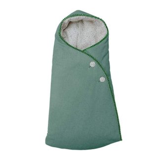 Saco Capazo Capucha. Exterior espiga verde interior liberty