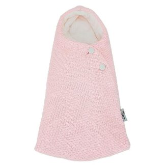 Saco capazo capucha. Lana rosa interior en punto crudo