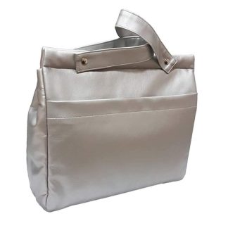 Bolso barco polipiel estampada pajaritas negra