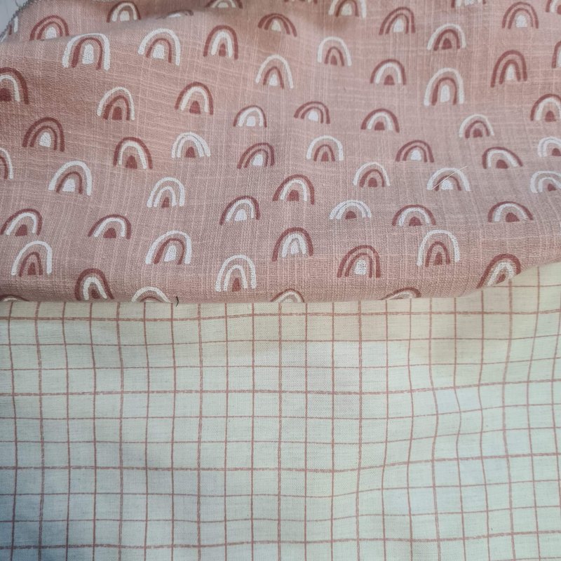 Saco tejido estampado cuadros con canesù muselina estampado maquillaje
