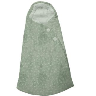 Saco capazo capucha micro pana corazones verde