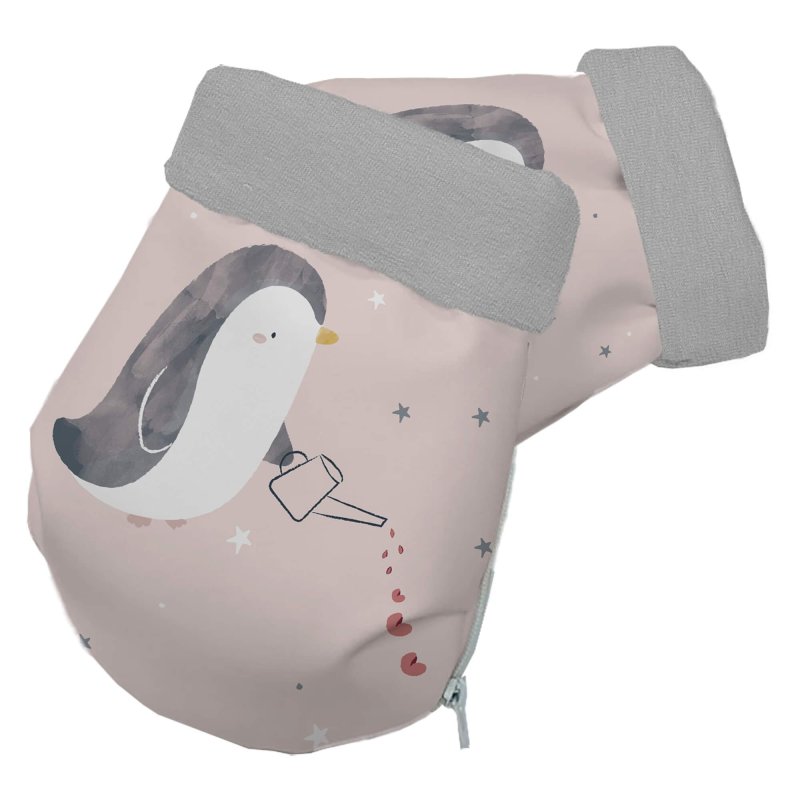 Guantes Polipiel Estampada Pingüino Interior en pelo gris o en punto gris