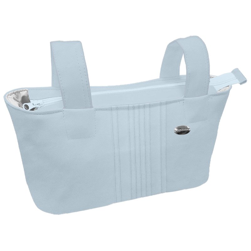 Bolsos Piqué Celeste con Jaretas Bordado de Topitos y Puntilla