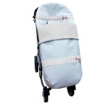 Saco Global en polipiel celeste con entredós ancho
