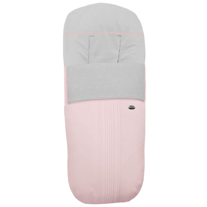 Saco en Polipiel Rosa con Jaretas, Bordado de Topitos y Puntilla.