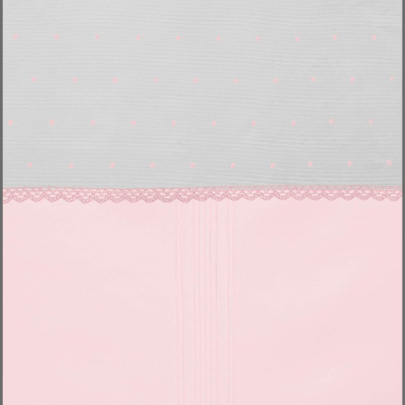 Saco en Polipiel Rosa con Jaretas, Bordado de Topitos y Puntilla.