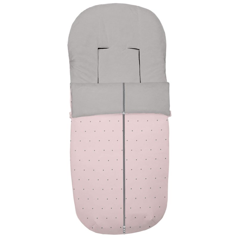 Saco polipiel rosa con bordado de topitos en gris.