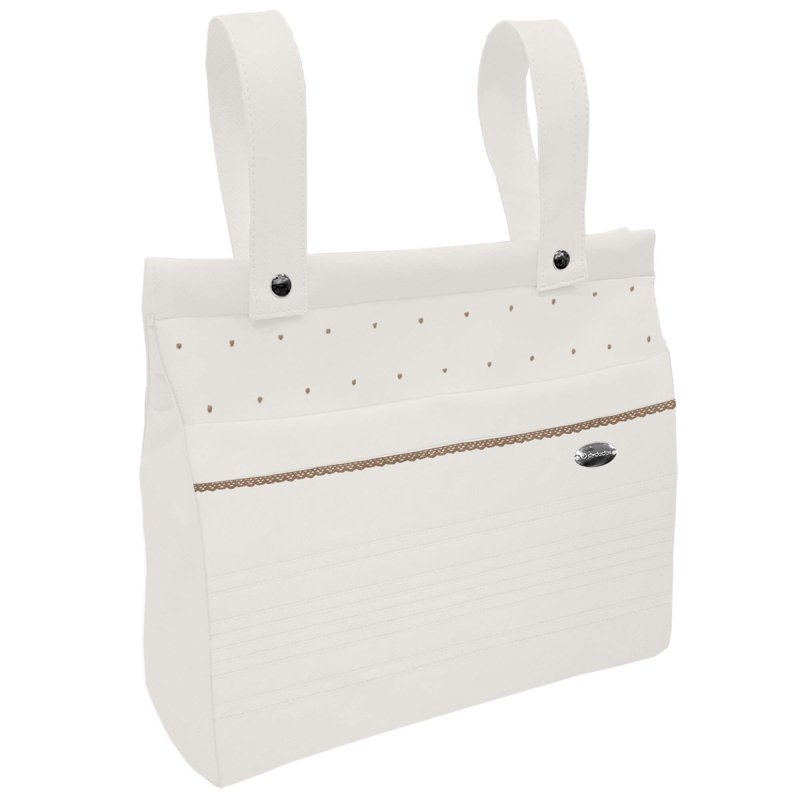 Bolsos Piqué Crudo con Jaretas Bordado de Topitos y Puntilla