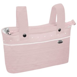 Bolsos Piqué Rosa con Jaretas Bordado de Topitos y Puntilla
