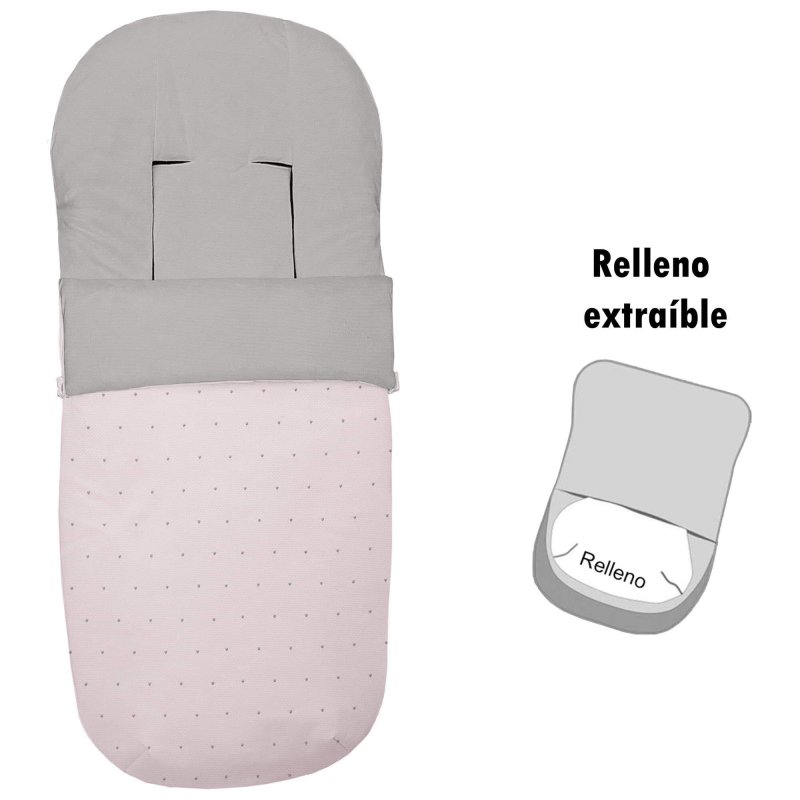 Sacos silla piqué rosa con bordado de topitos gris