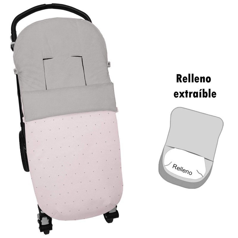 Sacos silla piqué rosa con bordado de topitos gris