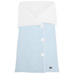 Sacos Cruzados piqué celeste con bordado topitos y puntilla, interior en piqué