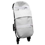 Sacos Silla en Polipiel Gris con Entredós Ancho y Bordado de Estrellitas