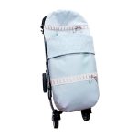 Sacos Silla en Polipiel Celeste con Entredós Ancho y Bordado de Estrellitas