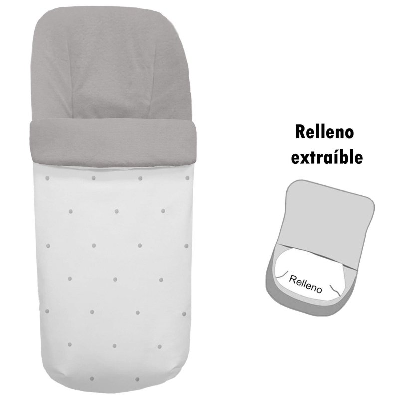 Sacos silla piqué blanco con bordado de bodoques gris