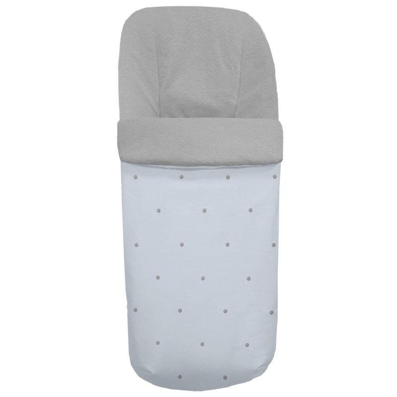 Sacos silla piqué celeste con bordado de bodoques gris