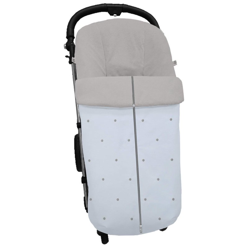 Sacos silla piqué celeste con bordado de bodoques gris