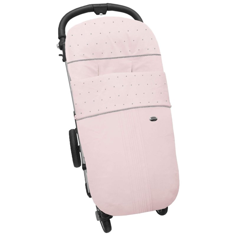 Sacos silla piqué rosa con jaretas, bordado de topitos y puntilla