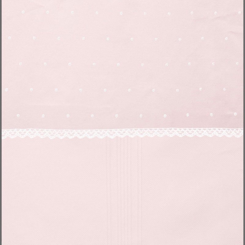 Sacos silla piqué rosa con jaretas, bordado de topitos y puntilla