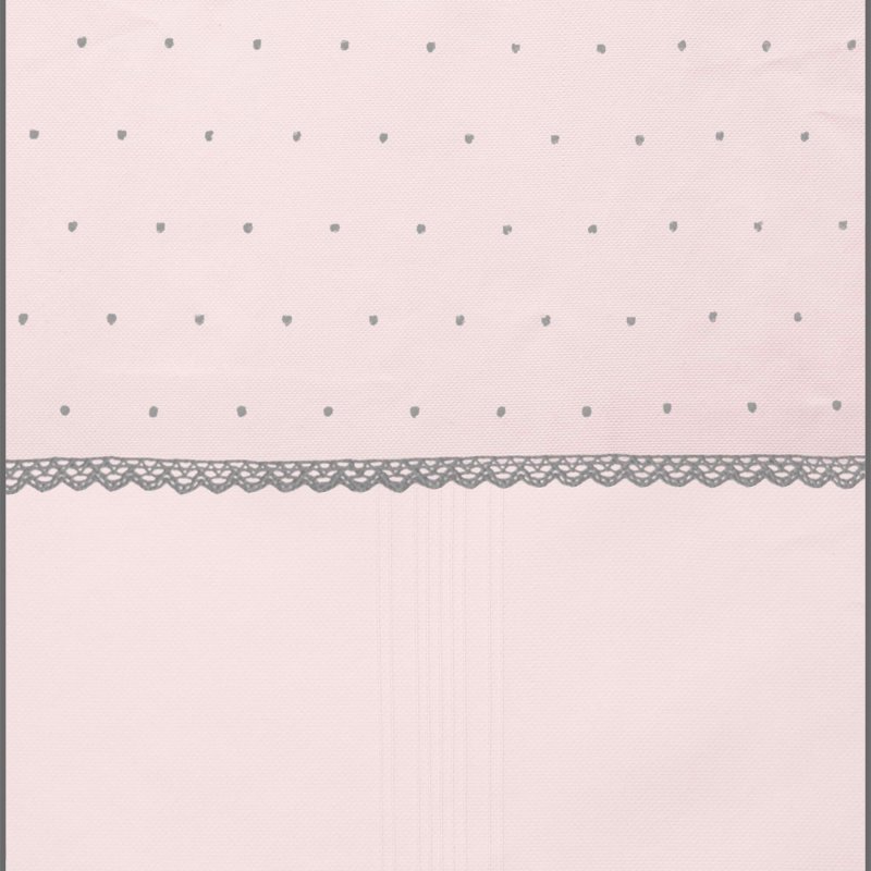 Sacos silla piqué rosa con jaretas, bordado de topitos y puntilla