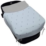 Sacos Universales para Capazo con Colcha en polipiel celeste con bordado de bodoques, interior en pelo o en napoles