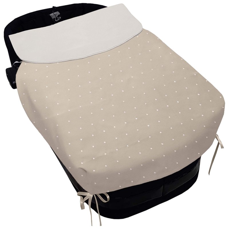 Colchas universales para capazo en piqué camel con bordado de topitos