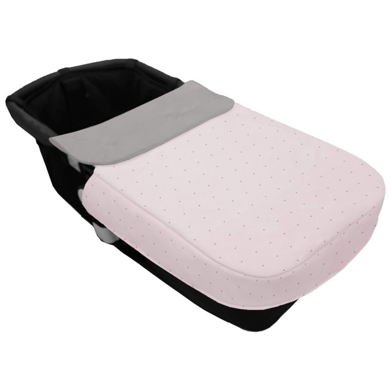 Colchas universales para capazo en piqué rosa con bordado de topitos