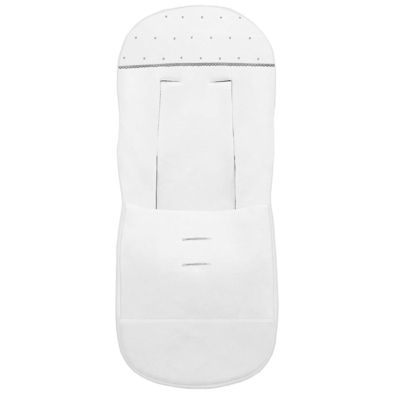 Fundas silla en piqué blanco con puntilla picos y bordado de topitos