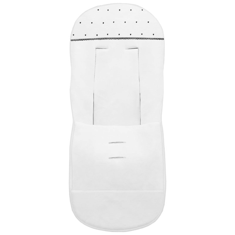 Fundas silla en piqué blanco con puntilla picos y bordado de topitos