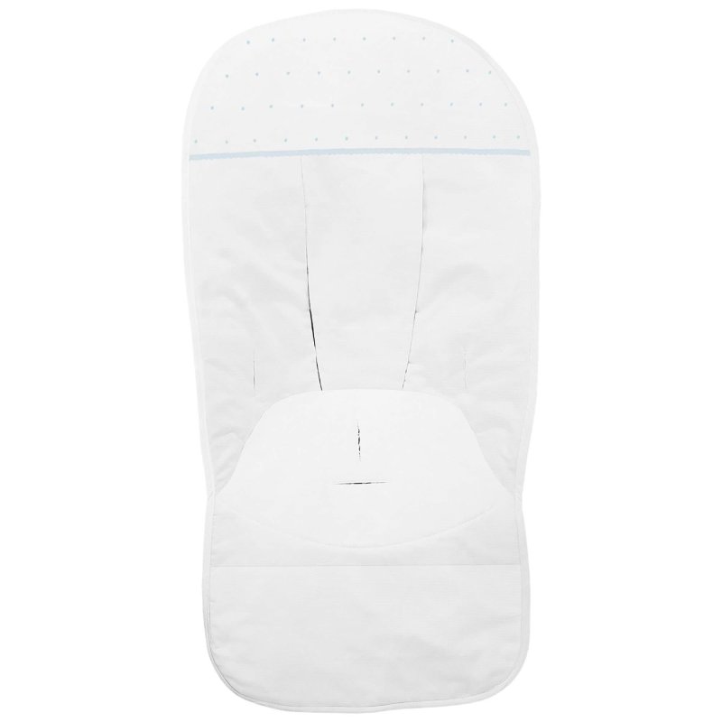 Fundas silla en piqué blanco con puntilla picos y bordado de topitos