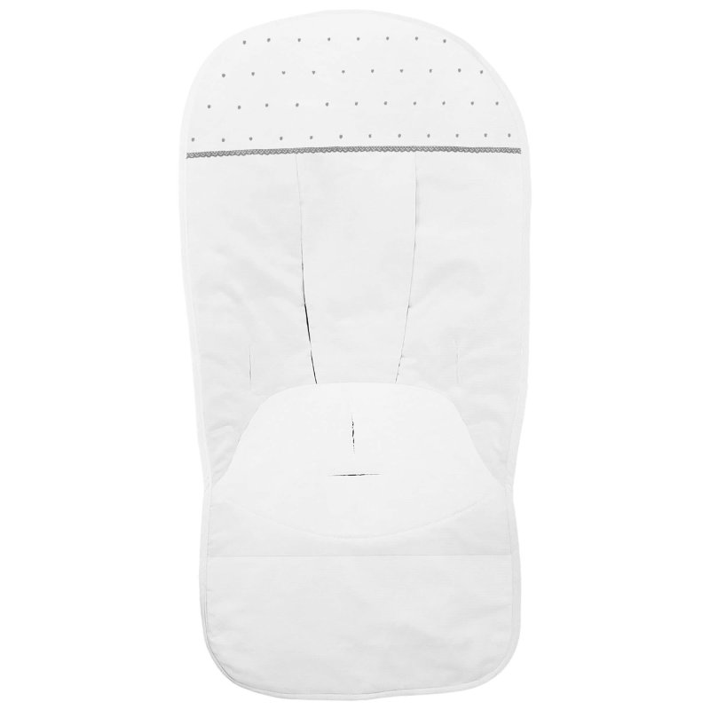 Fundas silla en piqué blanco con puntilla picos y bordado de topitos