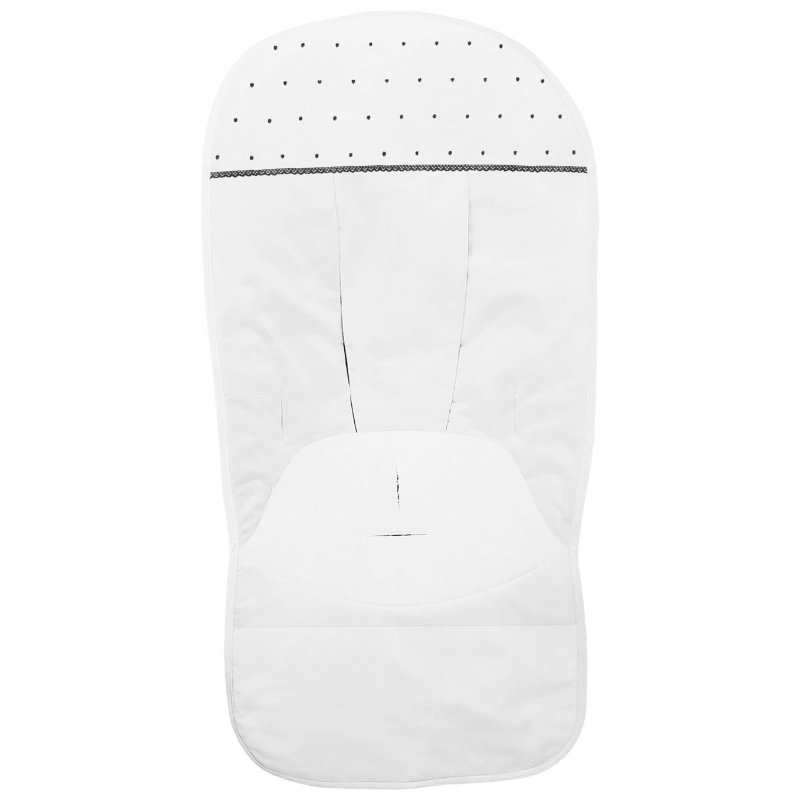 Fundas silla en piqué blanco con puntilla picos y bordado de topitos