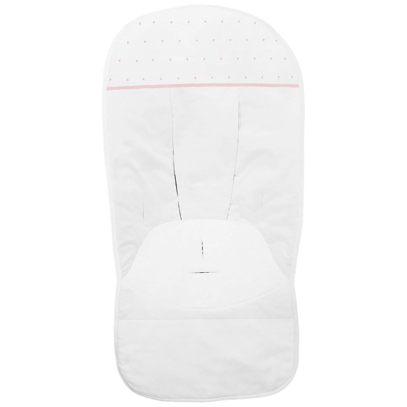 Fundas silla en piqué blanco con puntilla picos y bordado de topitos