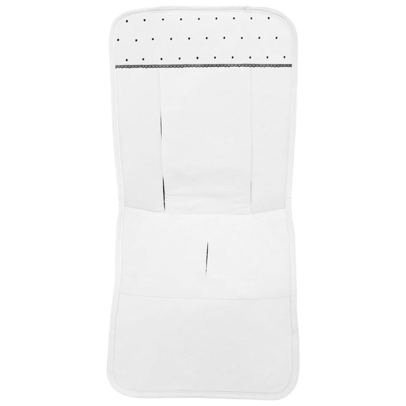 Fundas silla en piqué blanco con puntilla picos y bordado de topitos