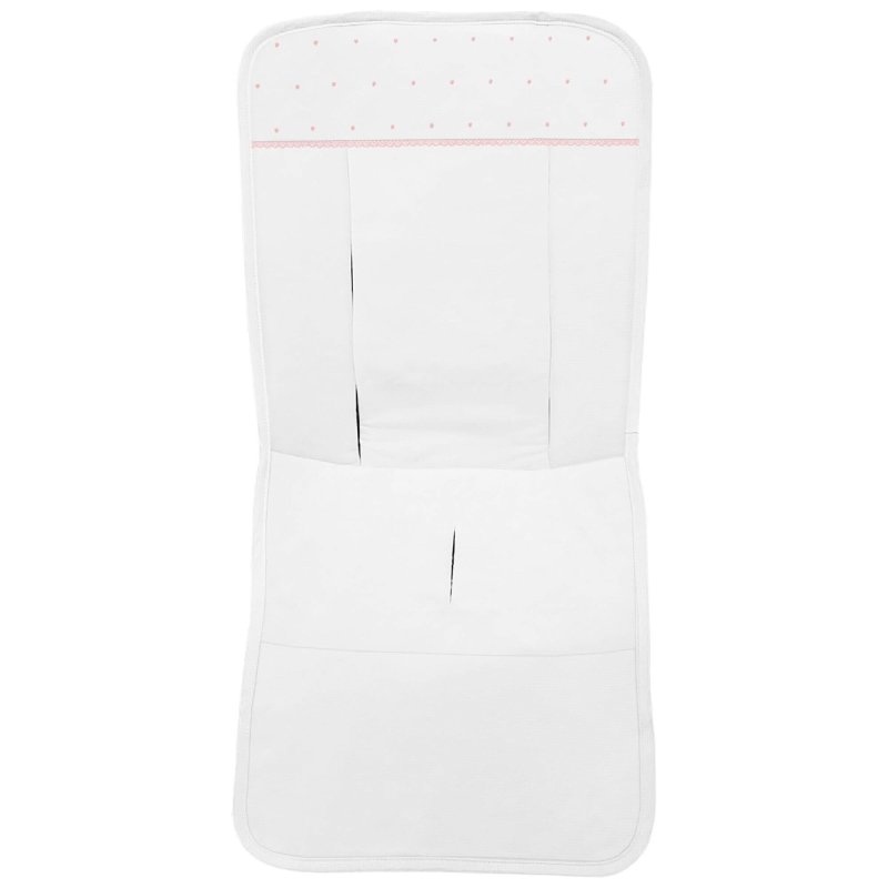 Fundas silla en piqué blanco con puntilla picos y bordado de topitos
