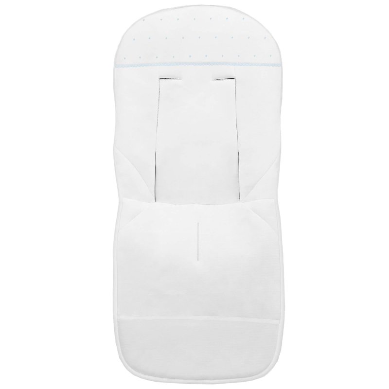 Fundas silla en piqué blanco con puntilla picos y bordado de topitos