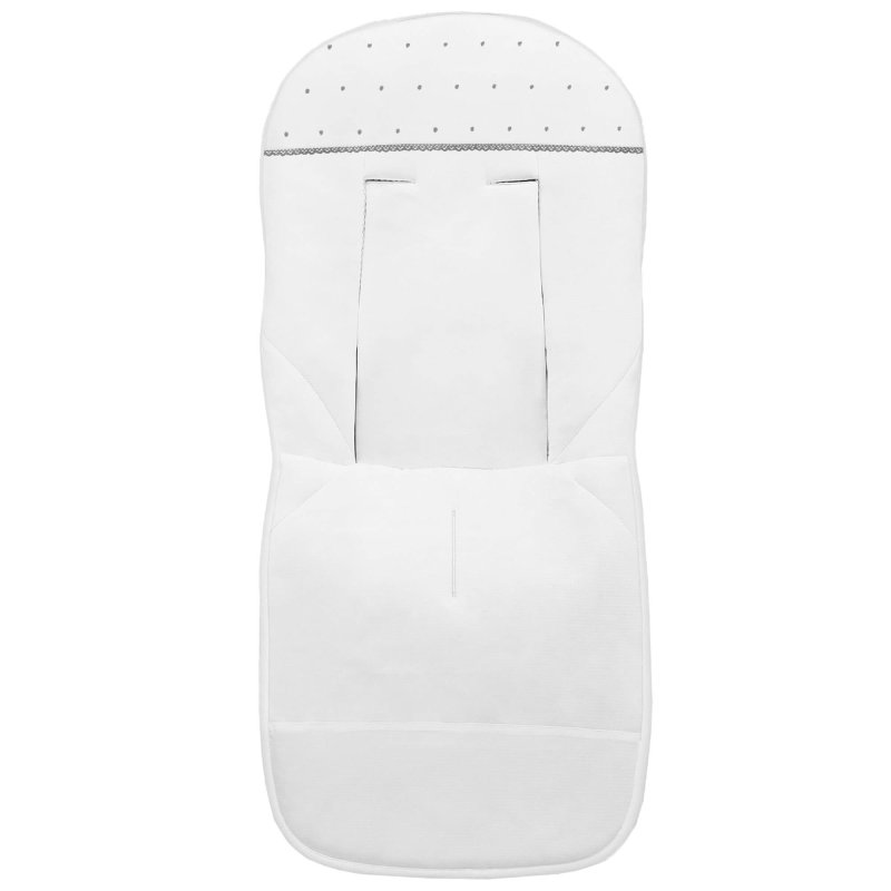 Fundas silla en piqué blanco con puntilla picos y bordado de topitos