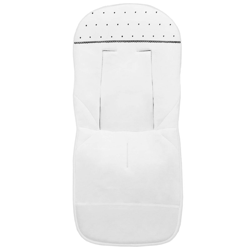 Fundas silla en piqué blanco con puntilla picos y bordado de topitos
