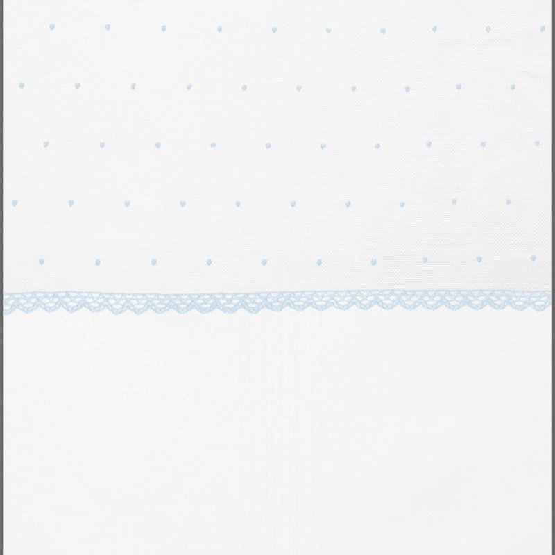 Fundas silla en piqué blanco con puntilla picos y bordado de topitos