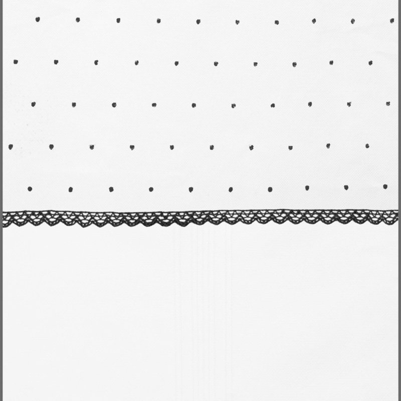 Fundas silla en piqué blanco con puntilla picos y bordado de topitos