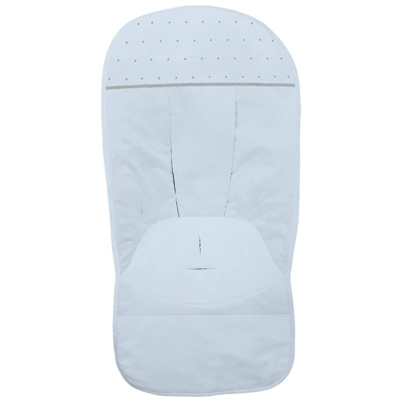 Fundas silla en piqué Celeste con puntilla picos y bordado de topitos