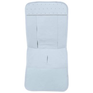Fundas silla en piqué Celeste con puntilla picos y bordado de topitos