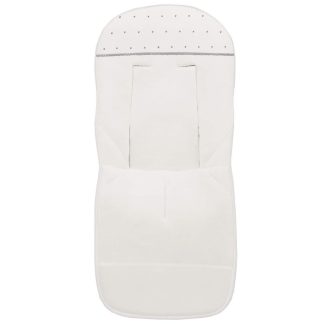 Fundas silla en piqué crudo con puntilla picos y bordado de topitos