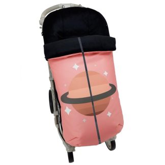 Saco con cremallera central estampado planeta maquillaje. Funda en pelo