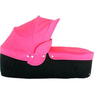 Capazo cuco base negra capota y cubre fuxia