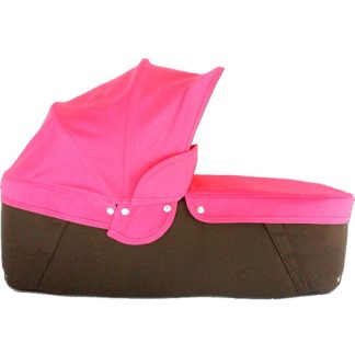 Capazo cuco base chocolate capota y cubre fuxia